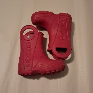 Crocs Handle It Easy Pull-on Handles Rain Boots Pink Size C7.